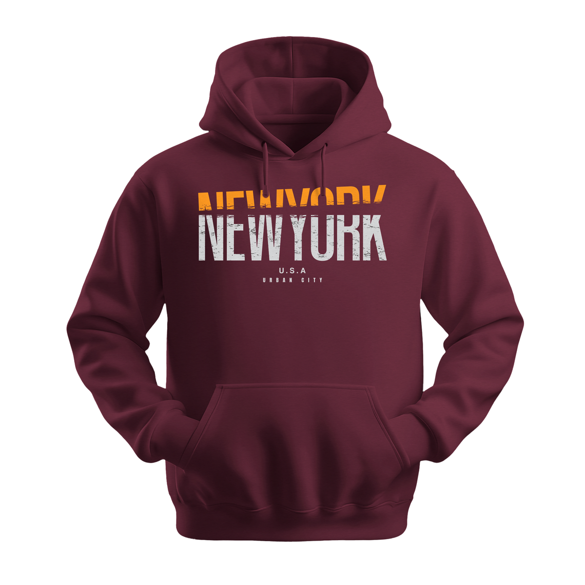 New York USA - Unisex Hoodie - City Hoodie - Maroon
