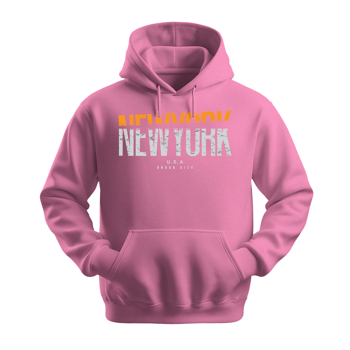 New York USA - Unisex Hoodie - City Hoodie - Safety Pink