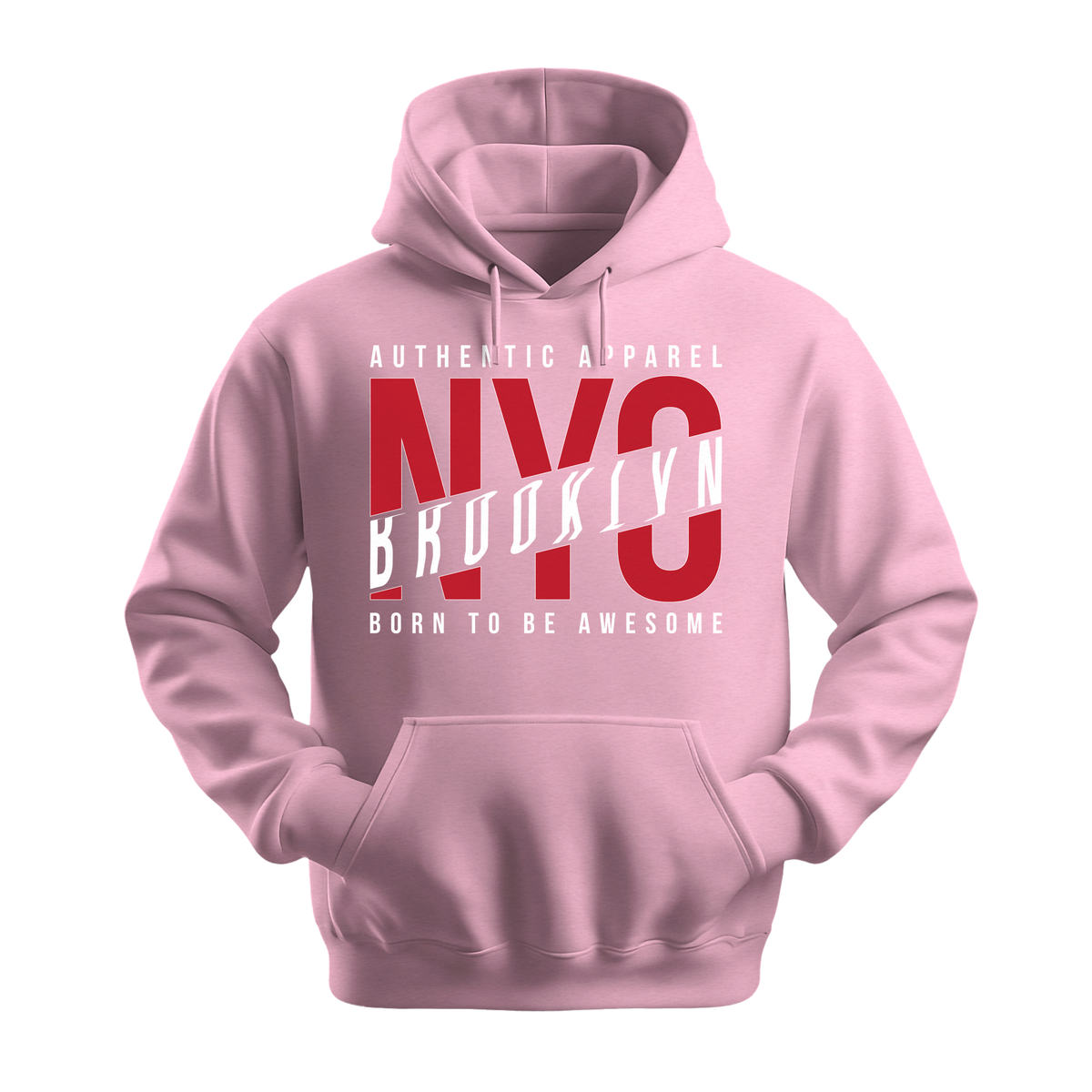 NYC Brooklyn Born To Be Awesome - Unisex Hoodie - City Hoodie - Light Pink