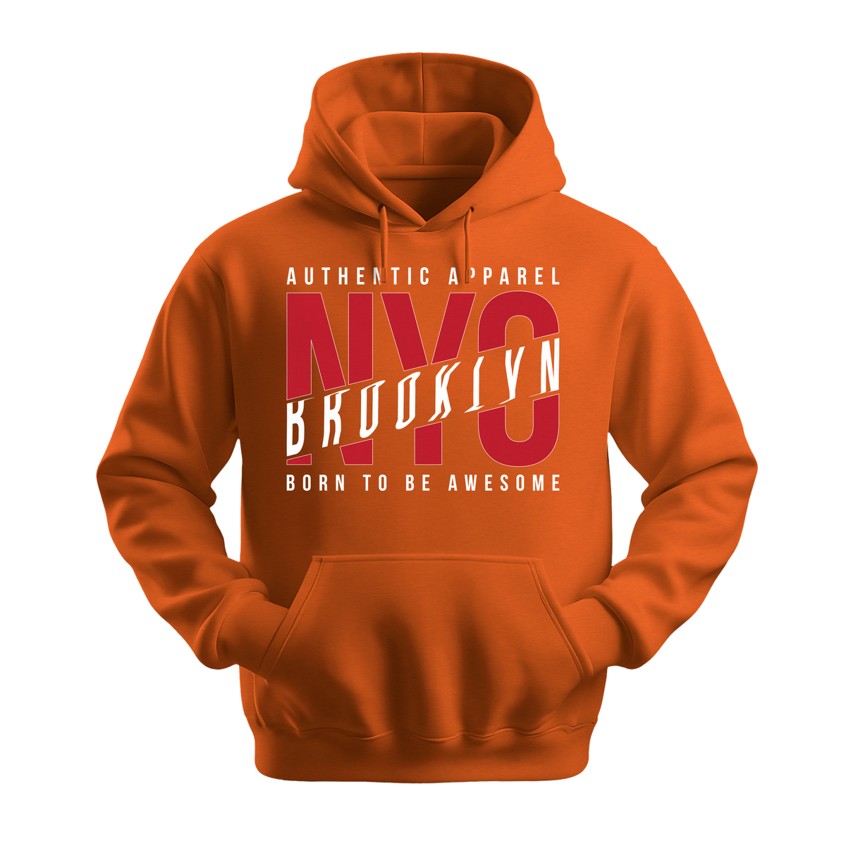 NYC Brooklyn Born To Be Awesome - Unisex Hoodie - City Hoodie - Orange