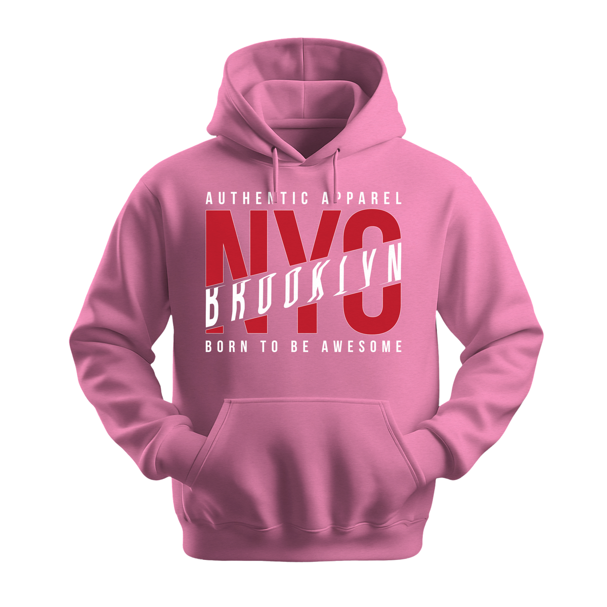 NYC Brooklyn Born To Be Awesome - Unisex Hoodie - City Hoodie - Safety Pink