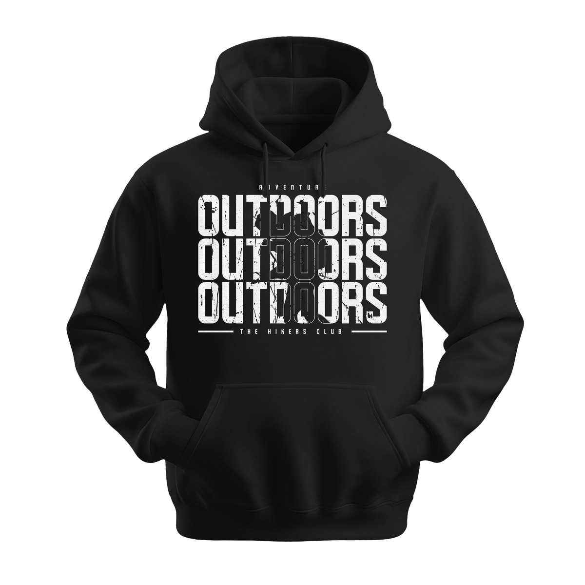 Outdoors The Hikers Club - Unisex Hoodie - Outdoor Hoodie - Black