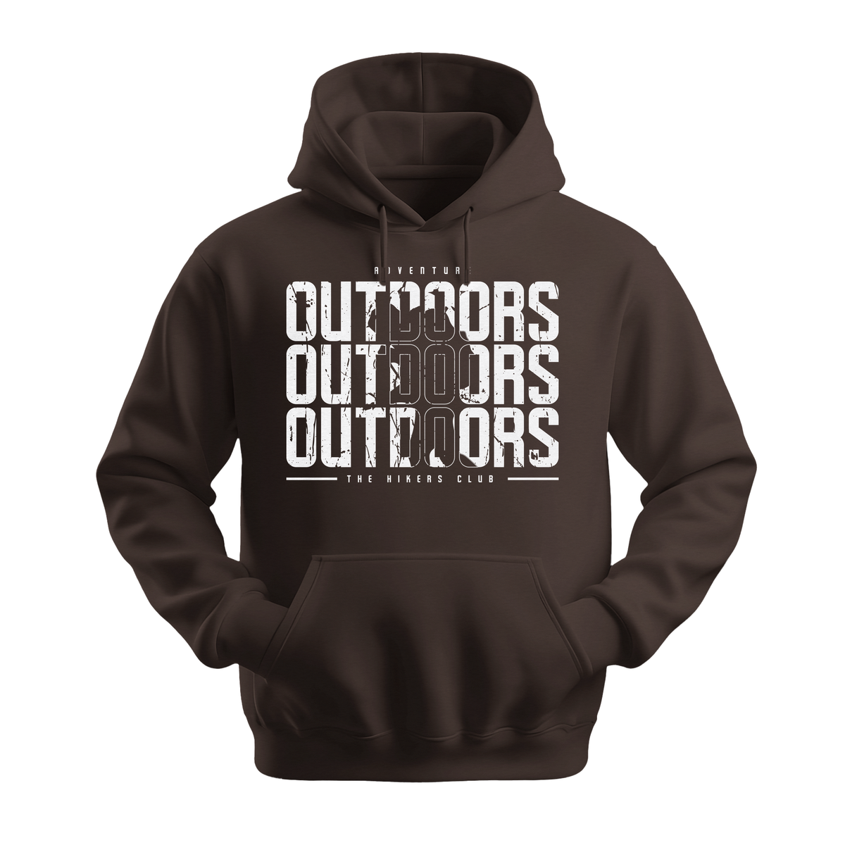 Outdoors The Hikers Club - Unisex Hoodie - Outdoor Hoodie - Dark Chocolate