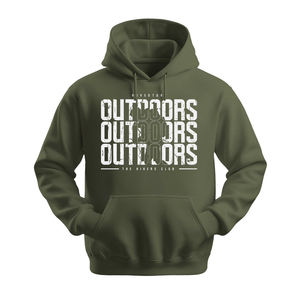 Outdoors The Hikers Club - Unisex Hoodie - Outdoor Hoodie - Military Green