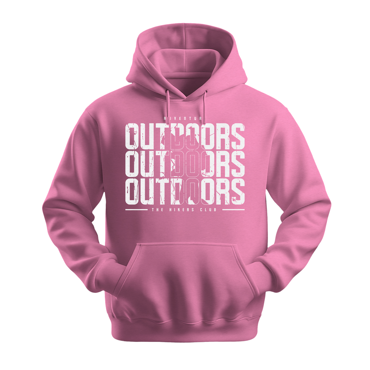 Outdoors The Hikers Club - Unisex Hoodie - Outdoor Hoodie - Safety Pink