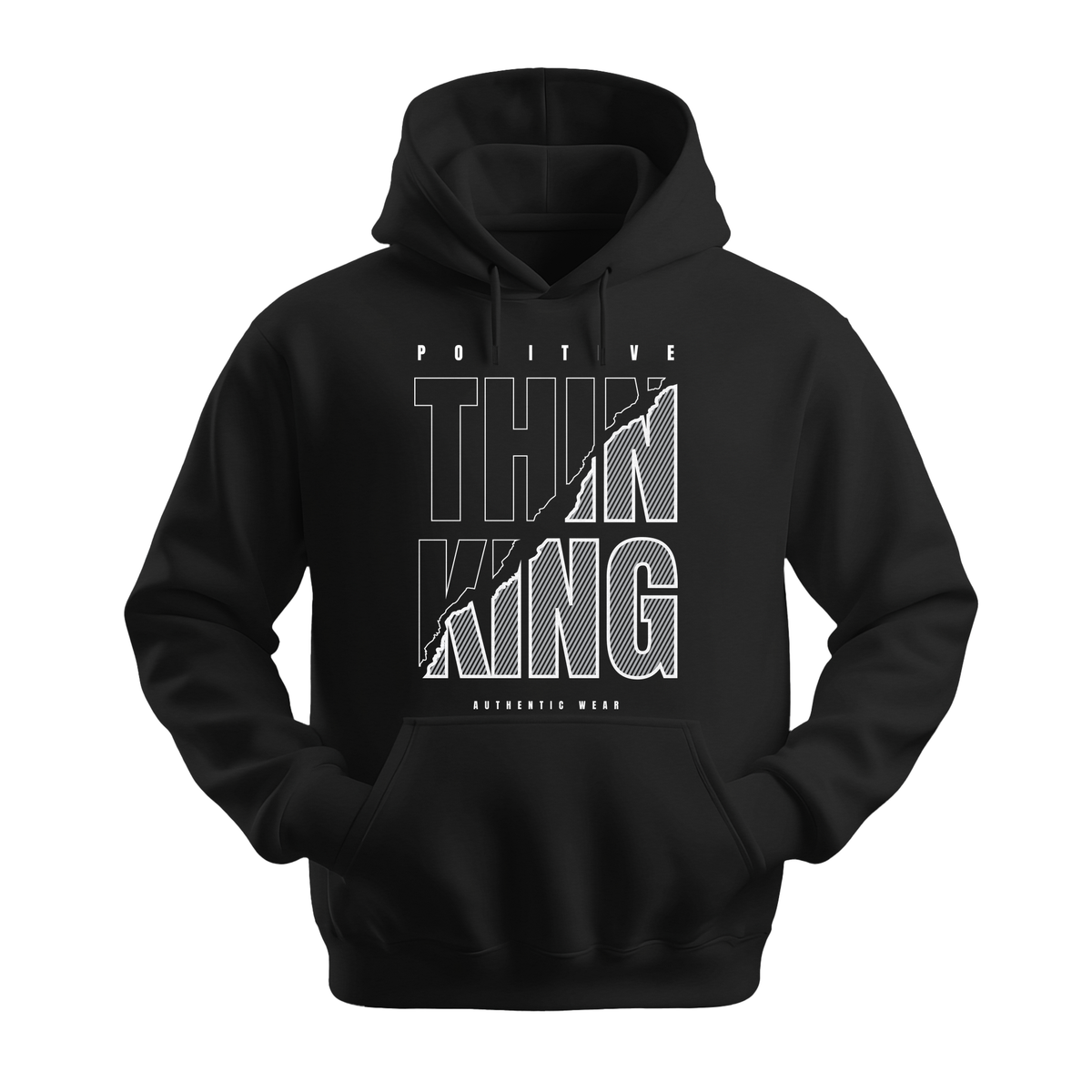Positive Thinking Authentic Wear - Unisex Hoodie - Positive Apparel - Black