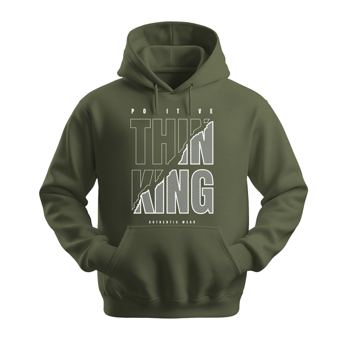 Positive Thinking Authentic Wear - Unisex Hoodie - Positive Apparel - Military Green