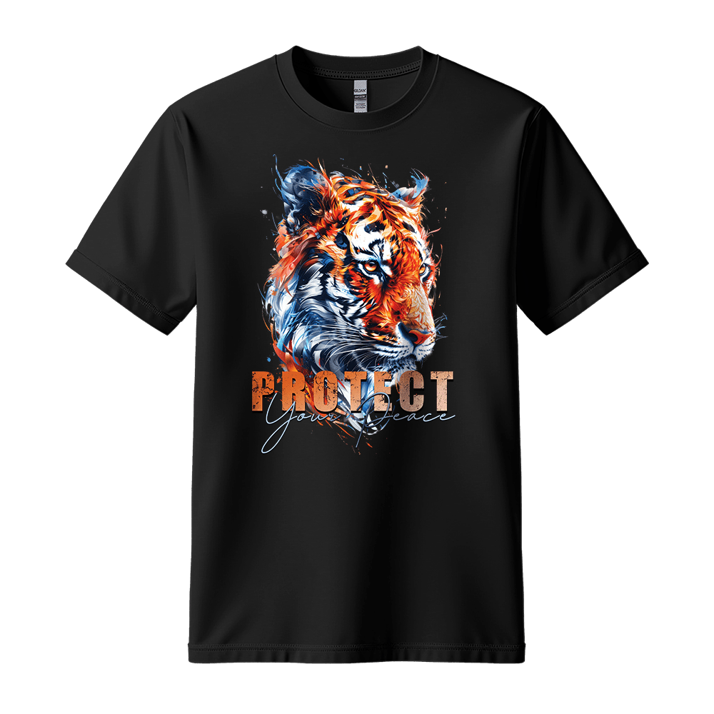 Protect Your Peace - Tiger Unisex T-Shirt - Good Vibes Clothing - Standard (G5000) - Black - S