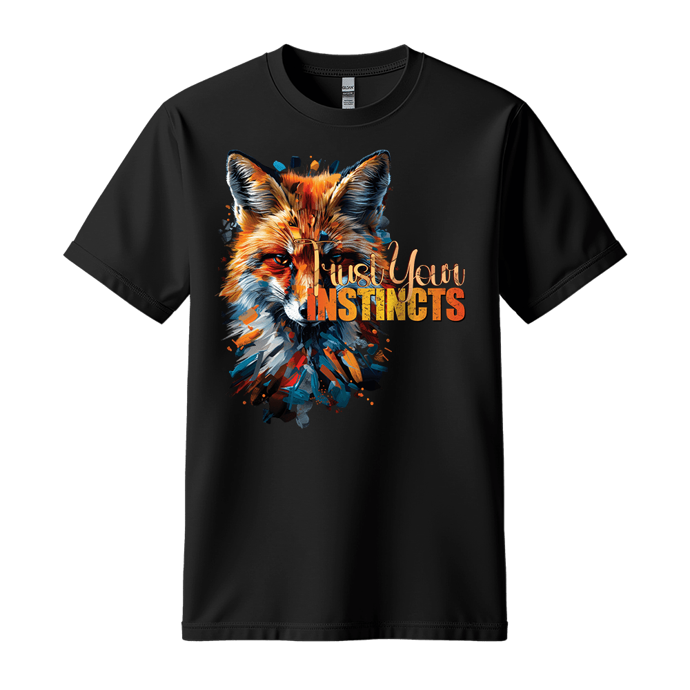 Trust Your Instincts - Fox Unisex T-Shirt - Motivation Shirt - Standard (G5000) - Black - S