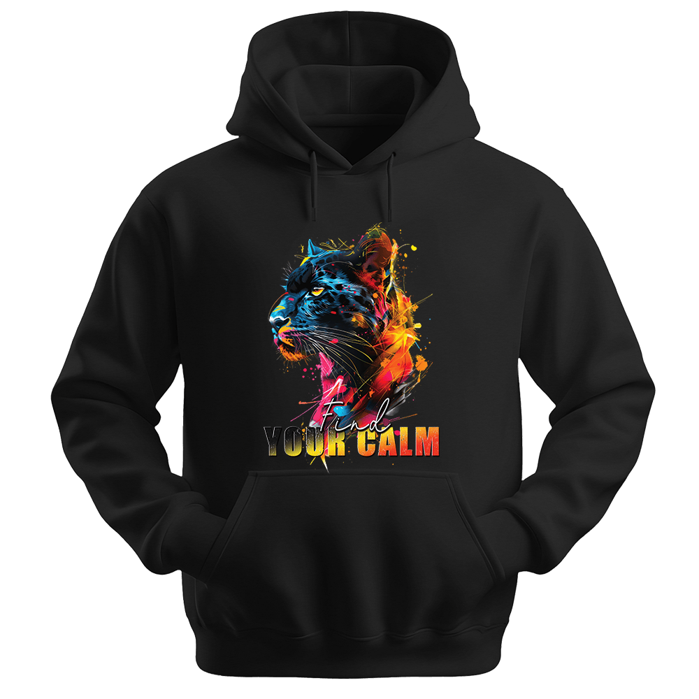 Find Your Calm - Panther Unisex Hoodie - Good Vibes Clothing - Unisex Hoodie | Gildan 18500 - Black. - S