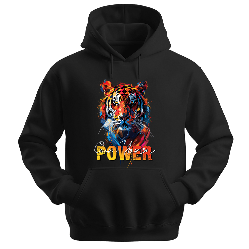 Own Your Power - Tiger Unisex Hoodie - Statement Hoodie - Unisex Hoodie | Gildan 18500 - Black. - S