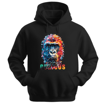 Stay Curious - Gorilla Unisex Hoodie - Positive Hoodie - Unisex Hoodie | Gildan 18500 - Black. - S