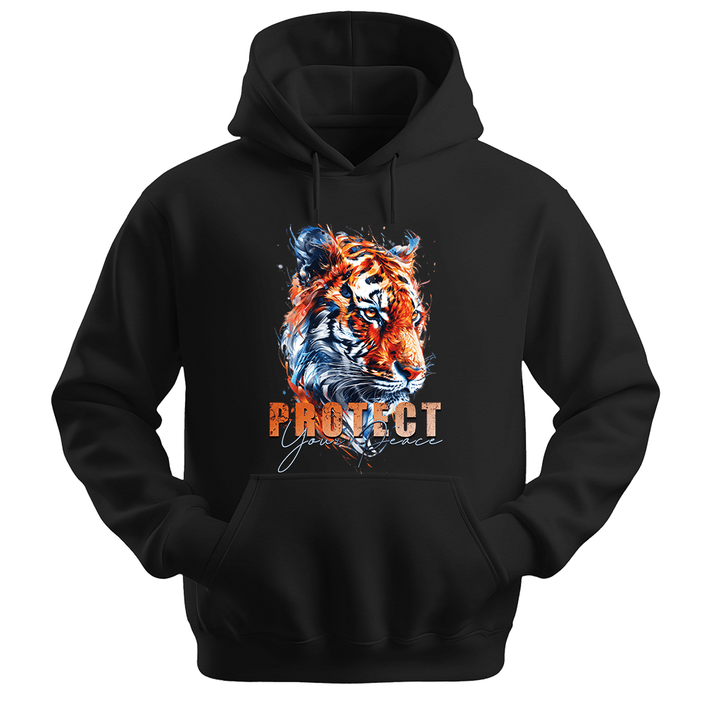 Protect Your Peace - Tiger Unisex Hoodie - Good Vibes Clothing - Unisex Hoodie | Gildan 18500 - Black. - S