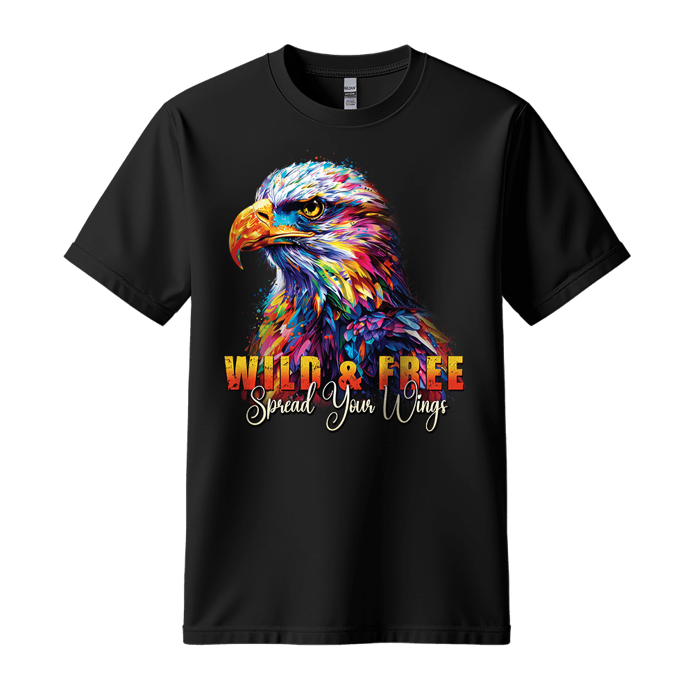 Wild & Free Spread Your Wings - Eagle Unisex T-Shirt - Inspirational Apparel - Standard (G5000) - Black - S
