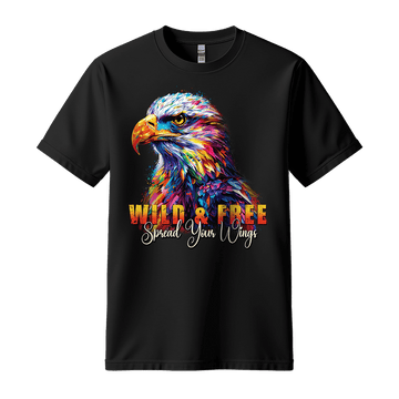 Wild & Free Spread Your Wings - Eagle Unisex T-Shirt - Inspirational Apparel - Standard (G5000) - Black - S