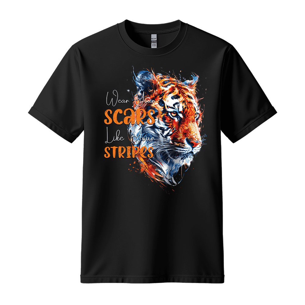 Wear Your Scars, Like Your Stripes - Tiger Unisex T-Shirt - Statement Shirt - Standard (G5000) - Black - S