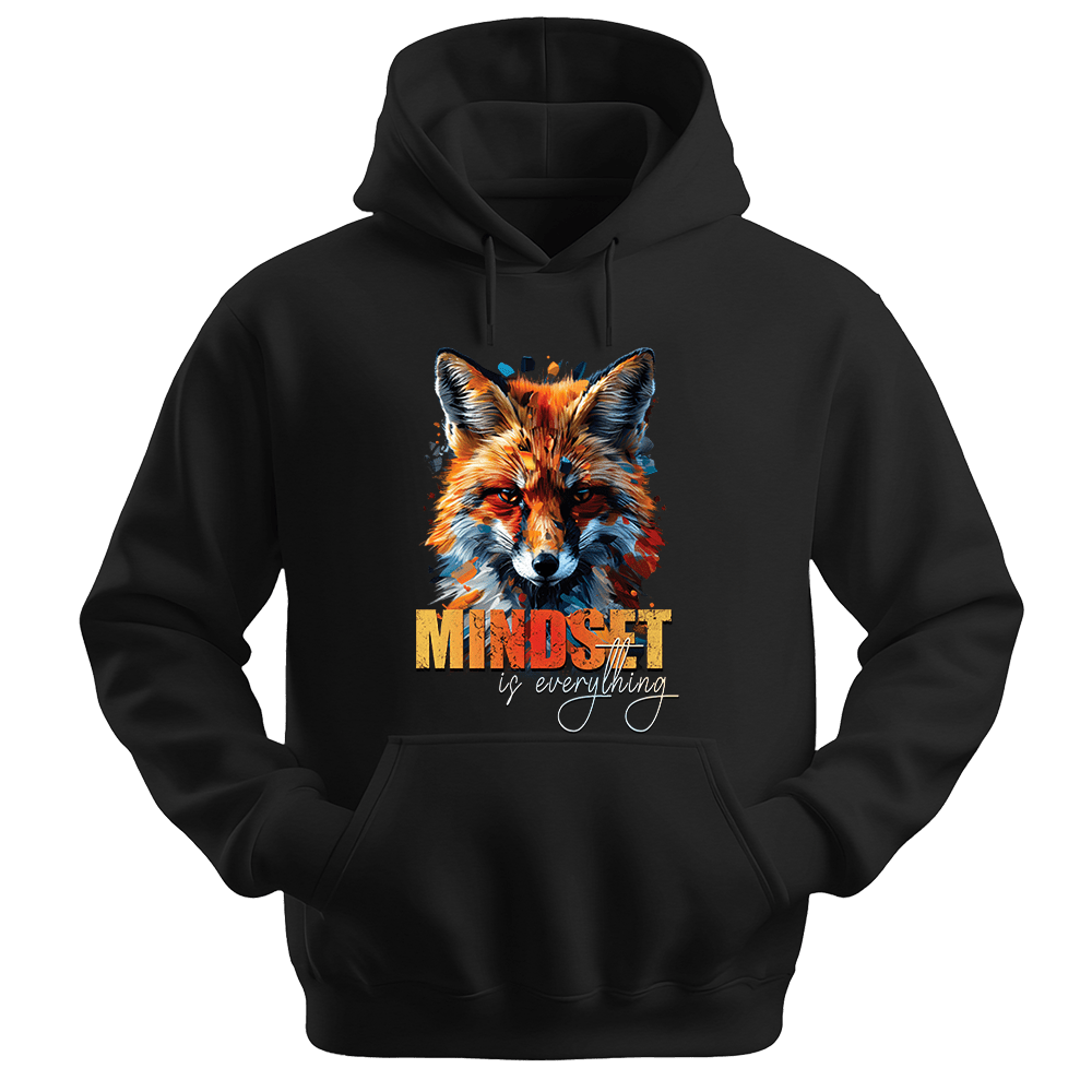 Mindset Is Everything - Fox Unisex Hoodie - Statement Hoodie - Unisex Hoodie | Gildan 18500 - Black. - S