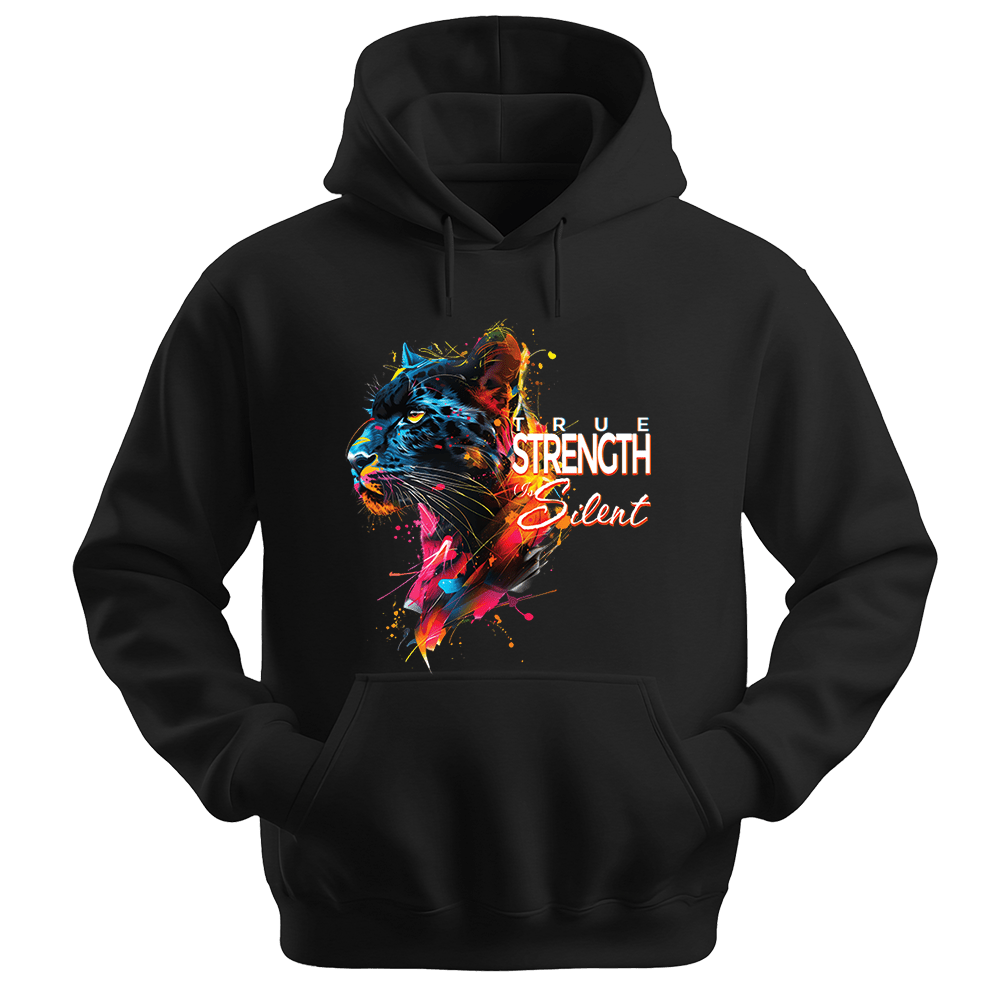 True Strength Is Silent - Panther Unisex Hoodie - Statement Hoodie - Unisex Hoodie | Gildan 18500 - Black. - S