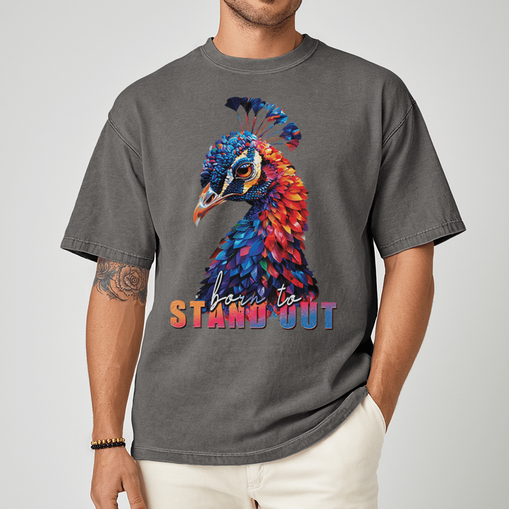 Born To Stand Out - Peacock Unisex T-Shirt - Statement Shirt - Standard (G5000) - Black - S