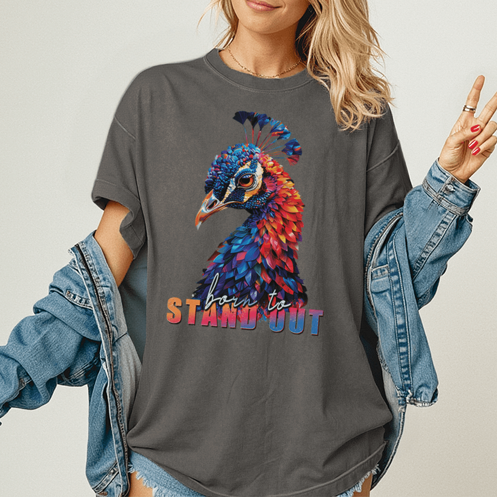 Born To Stand Out - Peacock Unisex T-Shirt - Statement Shirt - Standard (G5000) - Black - S