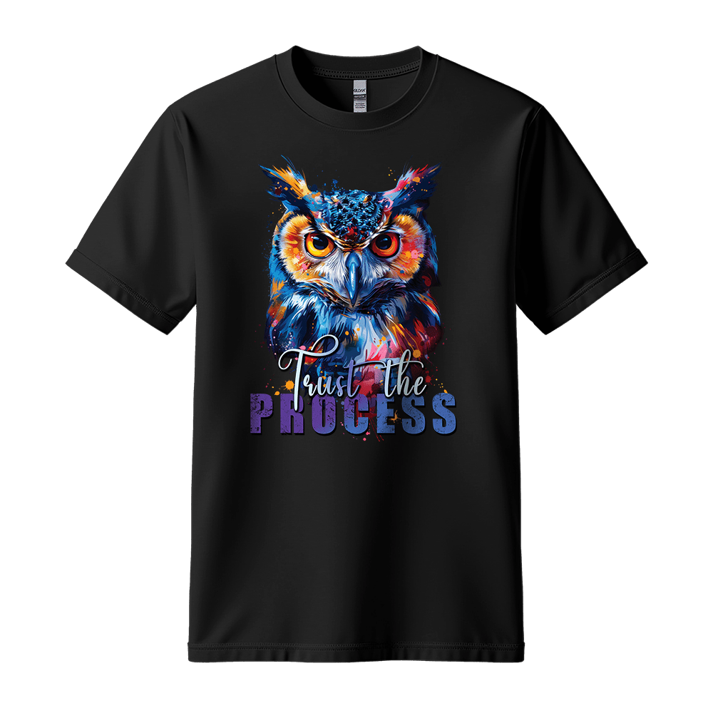 Trust The Process - Owl Unisex T-Shirt - Message Shirt - Standard (G5000) - White - S