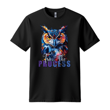 Trust The Process - Owl Unisex T-Shirt - Message Shirt - Standard (G5000) - Black - S