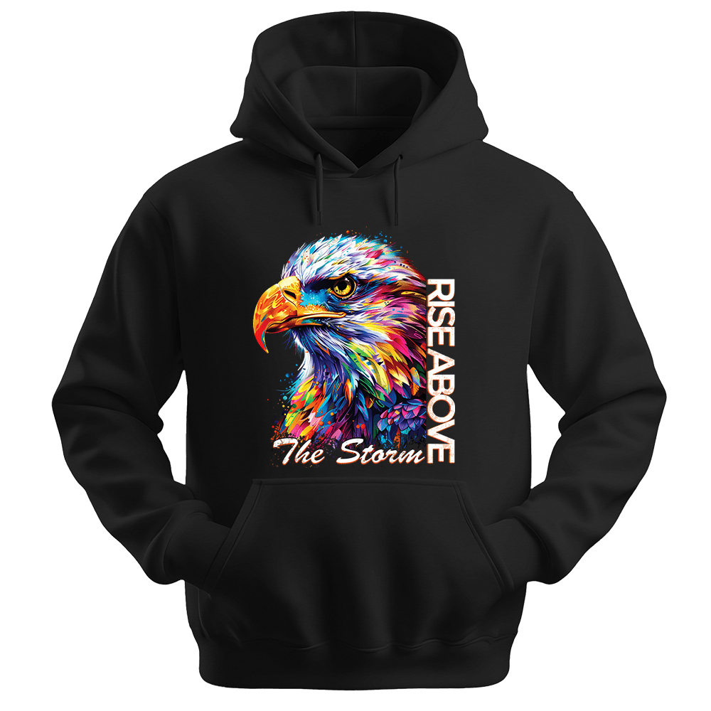 Rise Above The Storm - Eagle Unisex Hoodie - Inspirational Apparel - Unisex Hoodie | Gildan 18500 - Black. - S