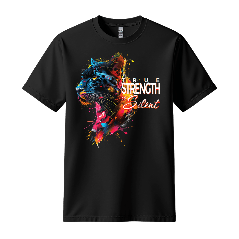 True Strength Is Silent - Panther Unisex T-Shirt - Statement Shirt - Standard (G5000) - White - S