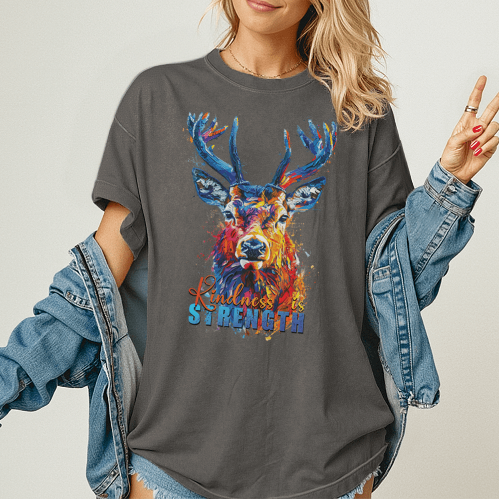 Kindness is Strength - Deer Unisex T-Shirt - Positive Shirt - Premium (C1717) - Blossom - S