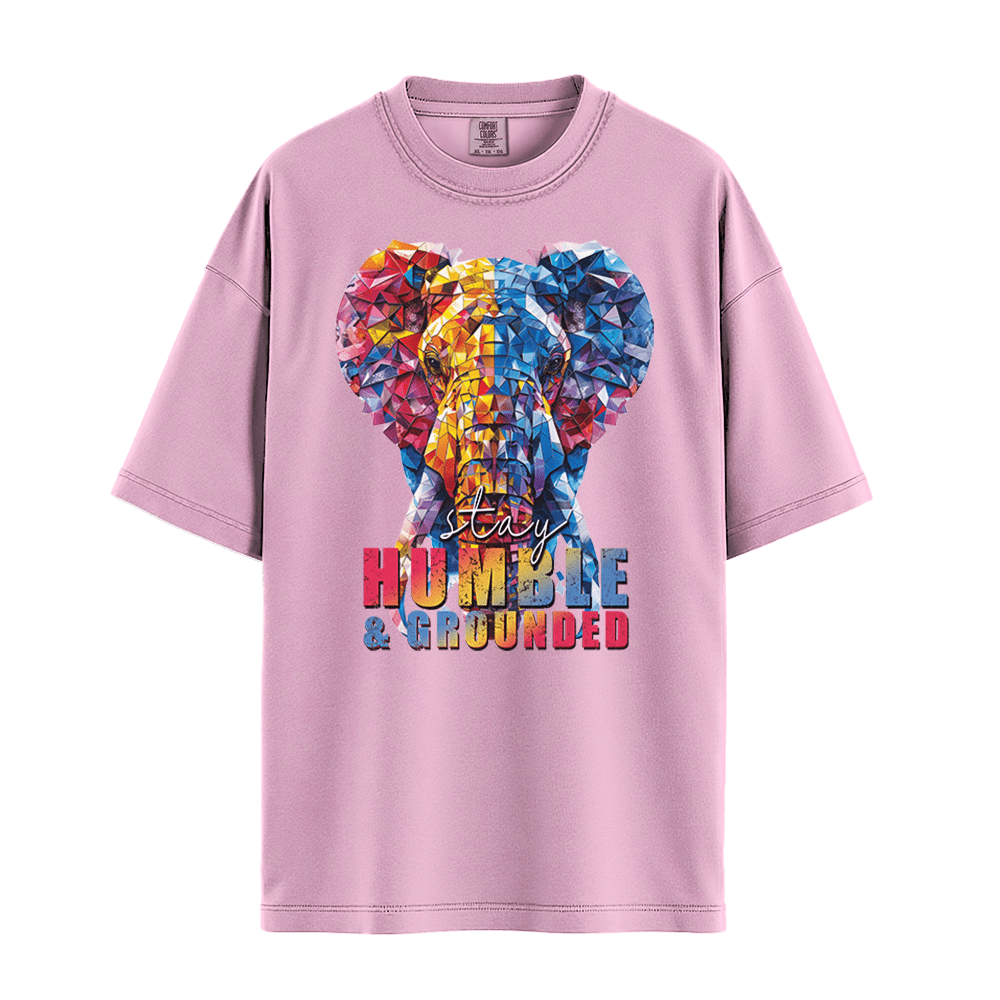 Stay Humble & Grounded - Elephant Unisex T-Shirt Premium Comfort Colors - Blossom
