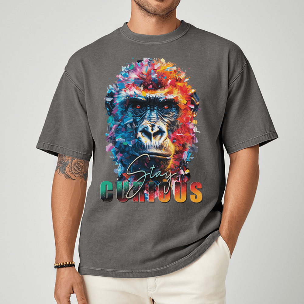 Stay Curious - Gorilla Unisex T-Shirt - Positive Shirt - Premium (C1717) - Blossom - S