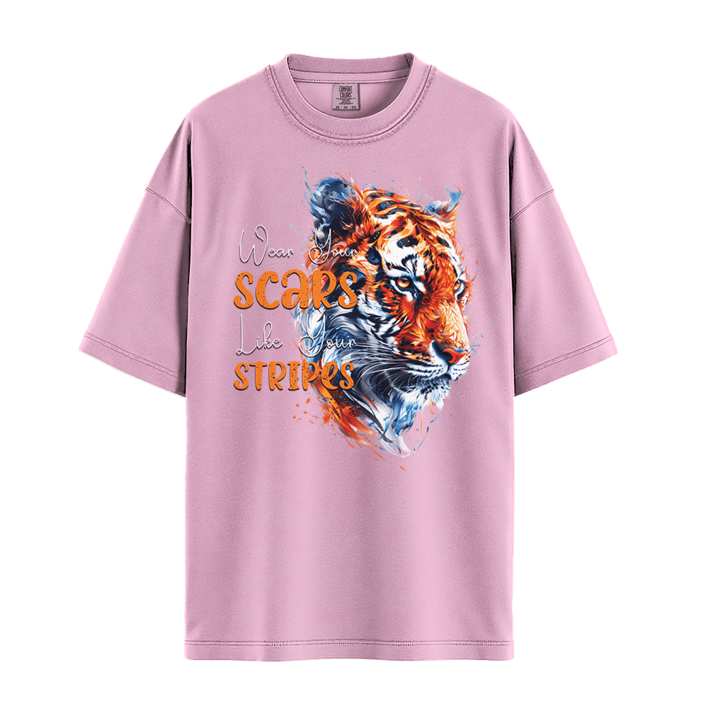 Wear Your Scars, Like Your Stripes - Tiger Unisex T-Shirt Premium Comfort Colors - Blossom