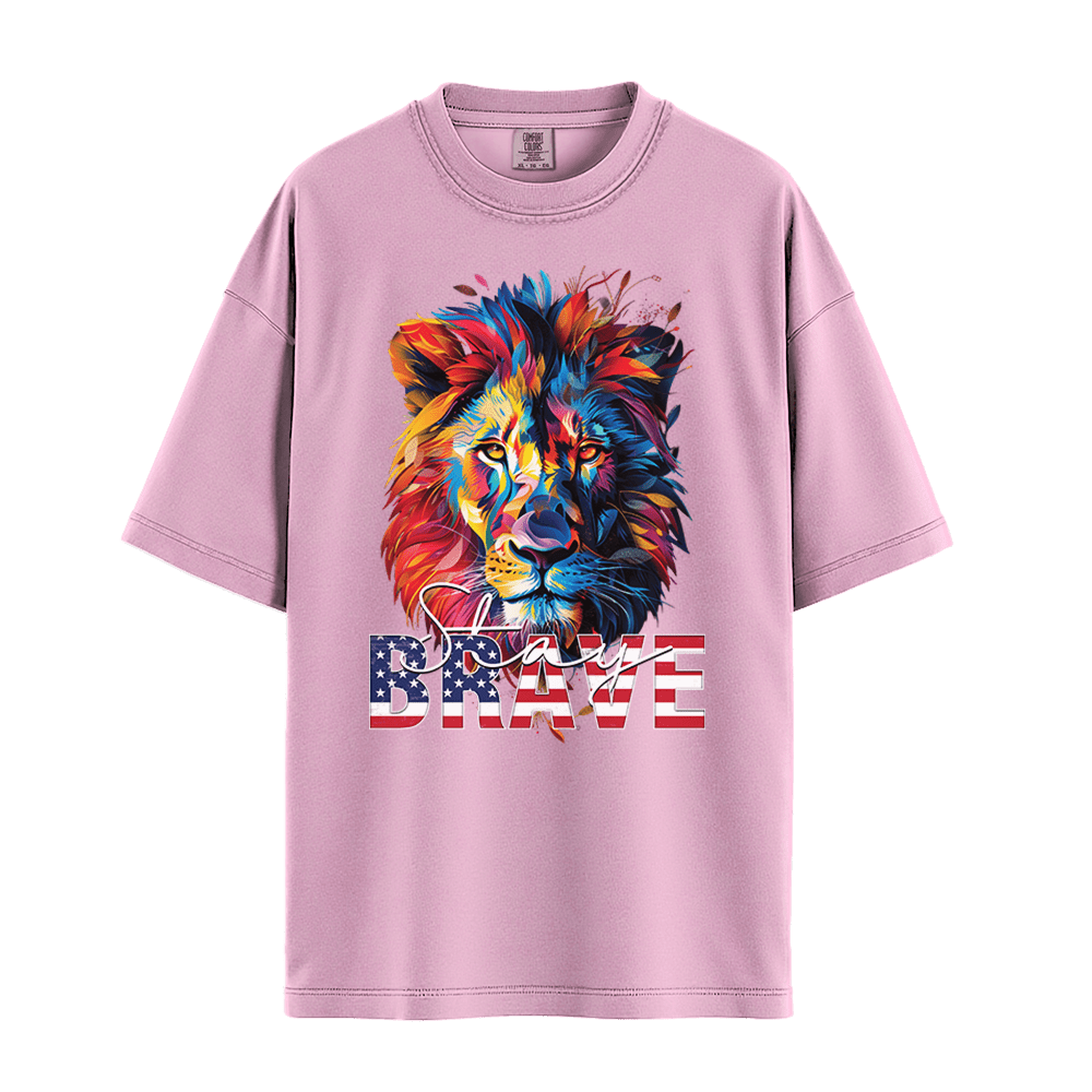 Stay Brave - Lion Unisex T-Shirt Premium Comfort Colors - Blossom