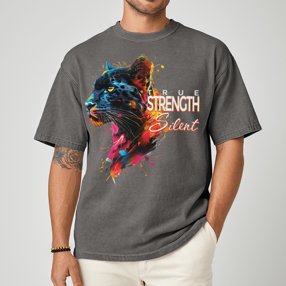 True Strength Is Silent - Panther Unisex T-Shirt - Statement Shirt - Premium (C1717) - Blossom - S