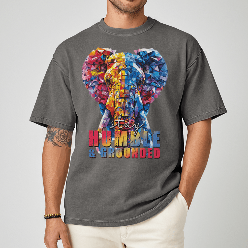 Stay Humble & Grounded - Elephant Unisex T-Shirt - Positive Shirt - Premium (C1717) - Blossom - S