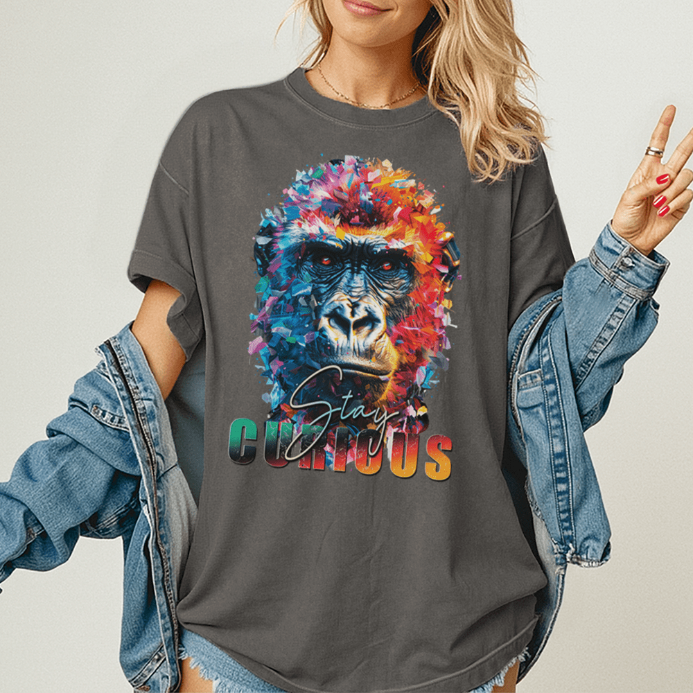 Stay Curious - Gorilla Unisex T-Shirt - Positive Shirt - Premium (C1717) - Blossom - S