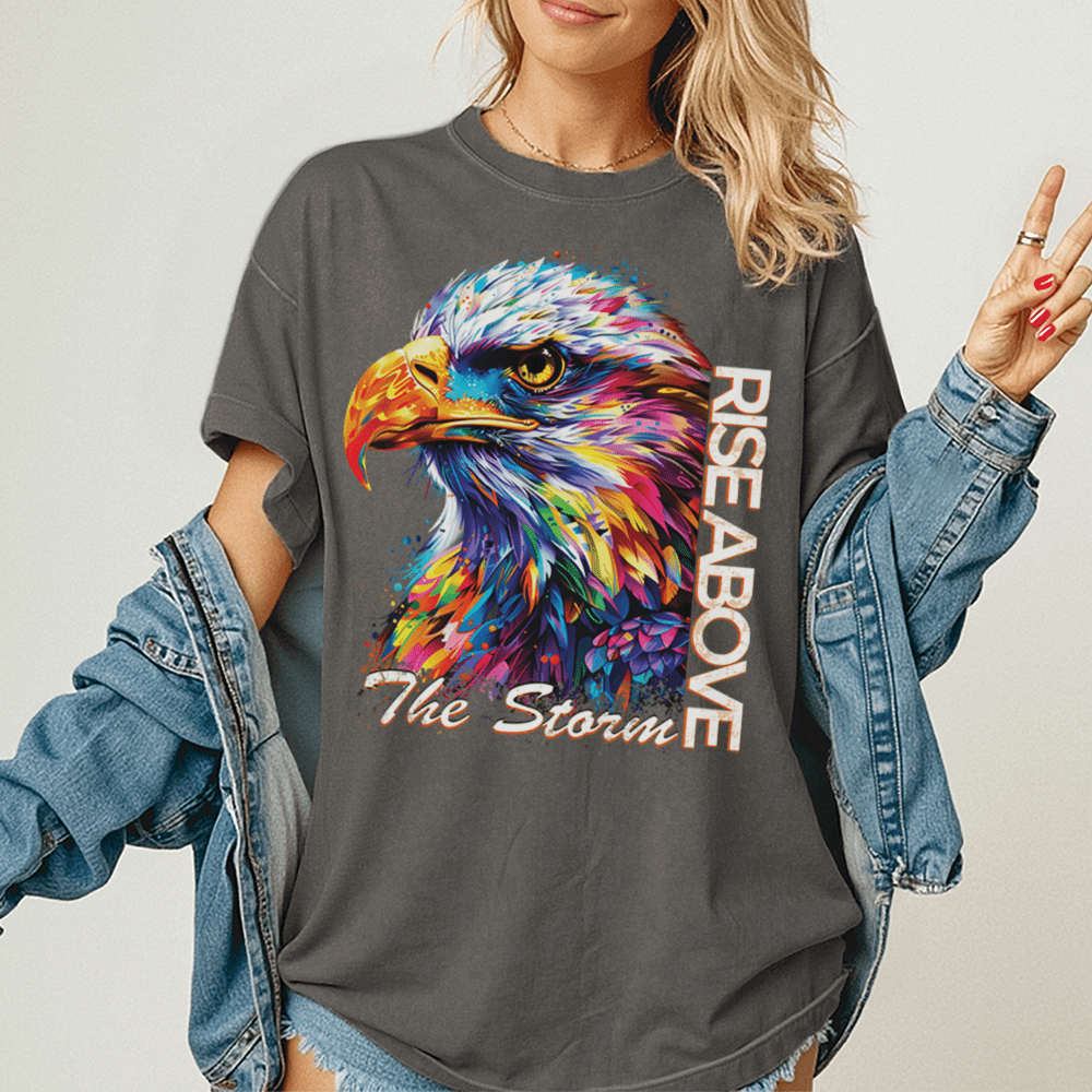 Rise Above The Storm - Eagle Unisex T-Shirt - Inspirational Apparel - Premium (C1717) - Blossom - S