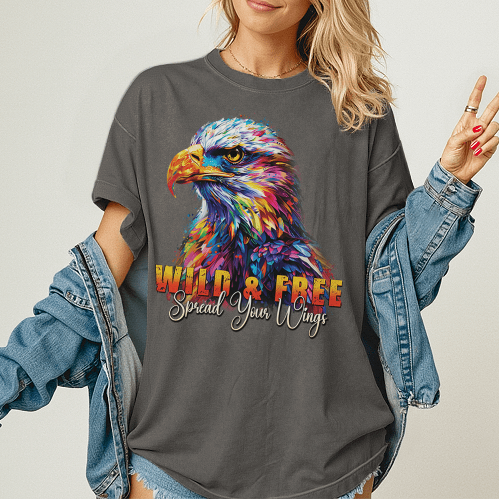 Wild & Free Spread Your Wings - Eagle Unisex T-Shirt - Inspirational Apparel - Premium (C1717) - Blossom - S