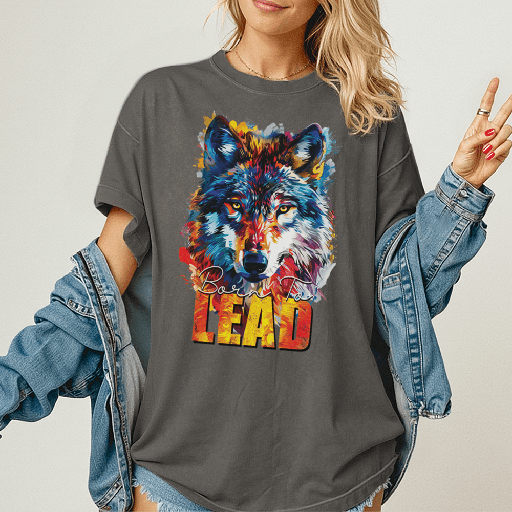 Born To Lead - Wolf Unisex T-Shirt - Motivation Shirt - Premium (C1717) - Blossom - S