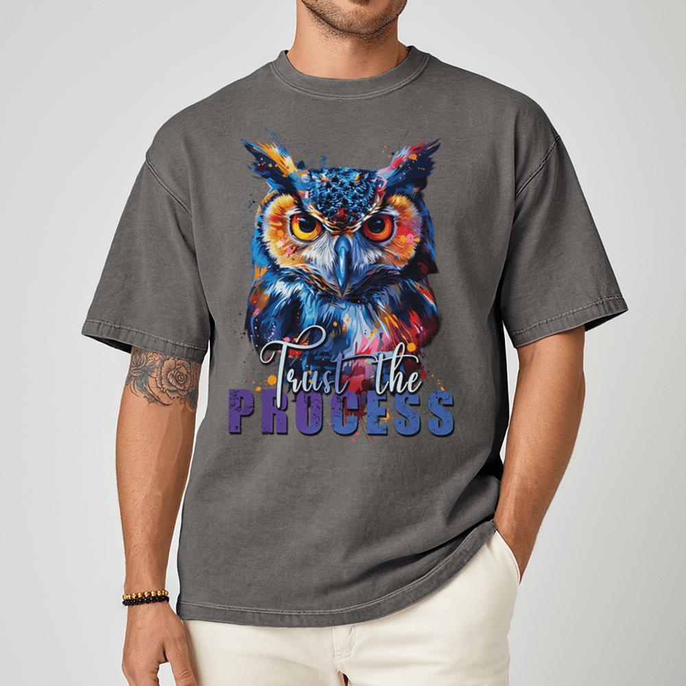 Trust The Process - Owl Unisex T-Shirt - Message Shirt - Premium (C1717) - Blossom - S