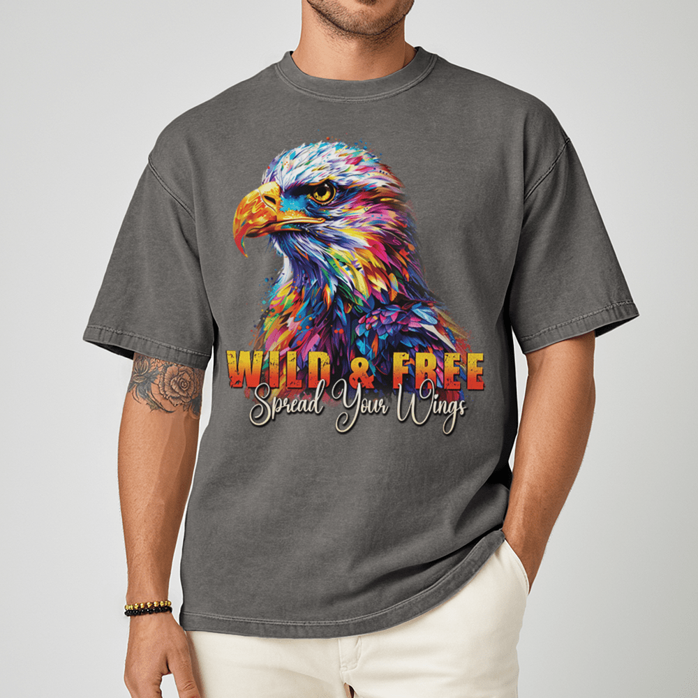 Wild & Free Spread Your Wings - Eagle Unisex T-Shirt - Inspirational Apparel - Premium (C1717) - Blossom - S