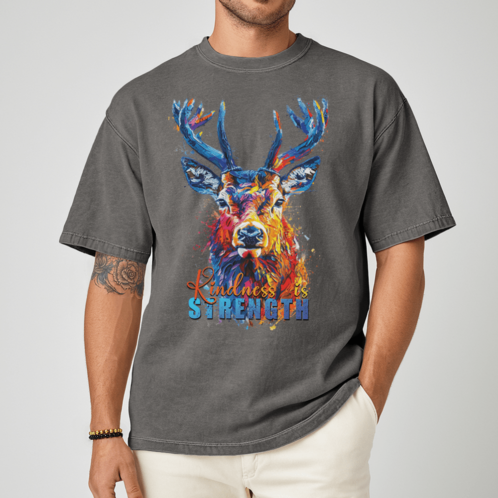 Kindness is Strength - Deer Unisex T-Shirt - Positive Shirt - Premium (C1717) - Blossom - S