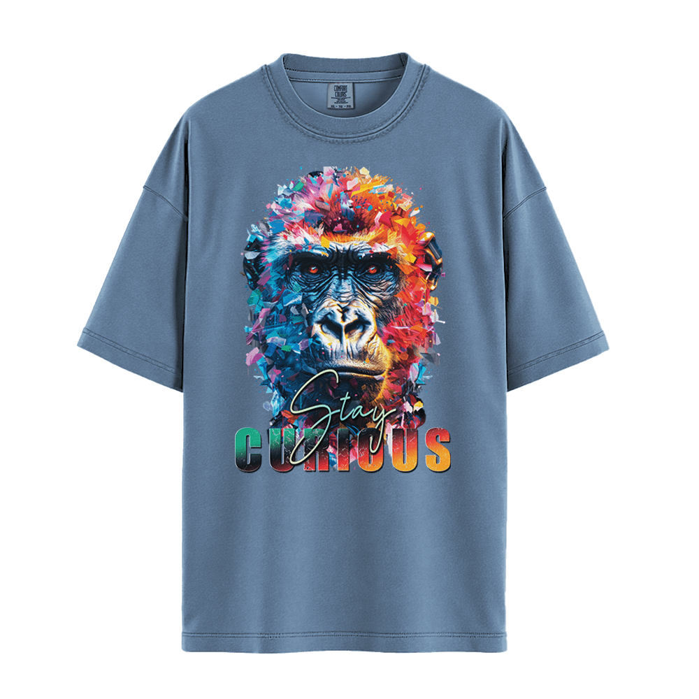 Stay Curious - Gorilla Unisex T-Shirt Premium Comfort Colors - Blue Jean