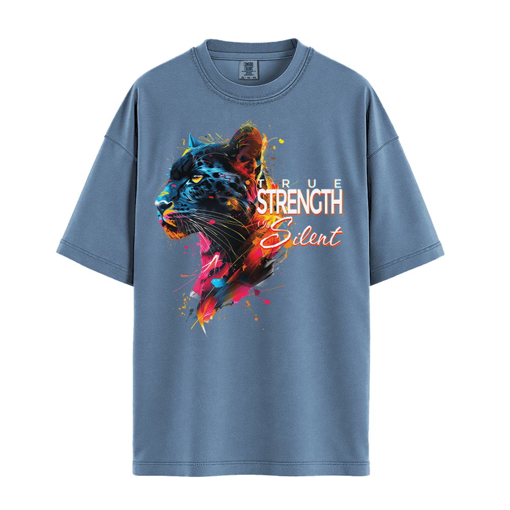 True Strength Is Silent - Panther Unisex T-Shirt Premium Comfort Colors - Blue Jean