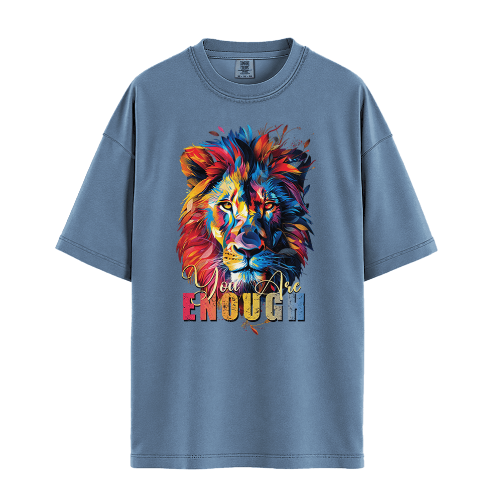You Are Enough - Lion Unisex T-Shirt Premium Comfort Colors - Blue Jean