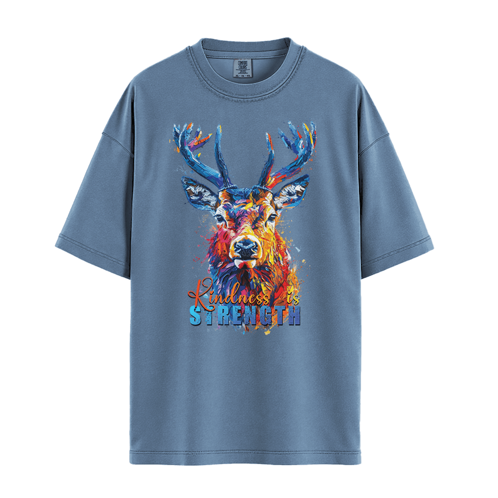 Kindness is Strength - Deer Unisex T-Shirt Premium Comfort Colors - Blue Jean