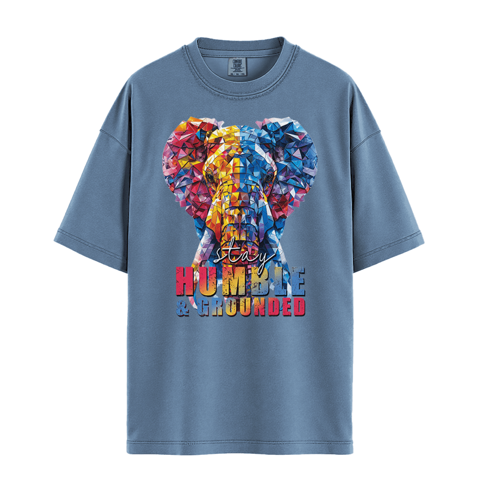 Stay Humble & Grounded - Elephant Unisex T-Shirt Premium Comfort Colors - Blue Jean