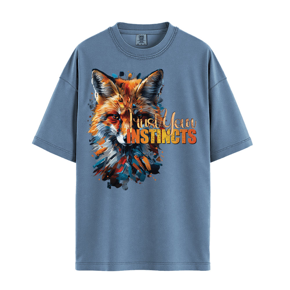 Trust Your Instincts - Fox Unisex T-Shirt Premium Comfort Colors - Blue Jean