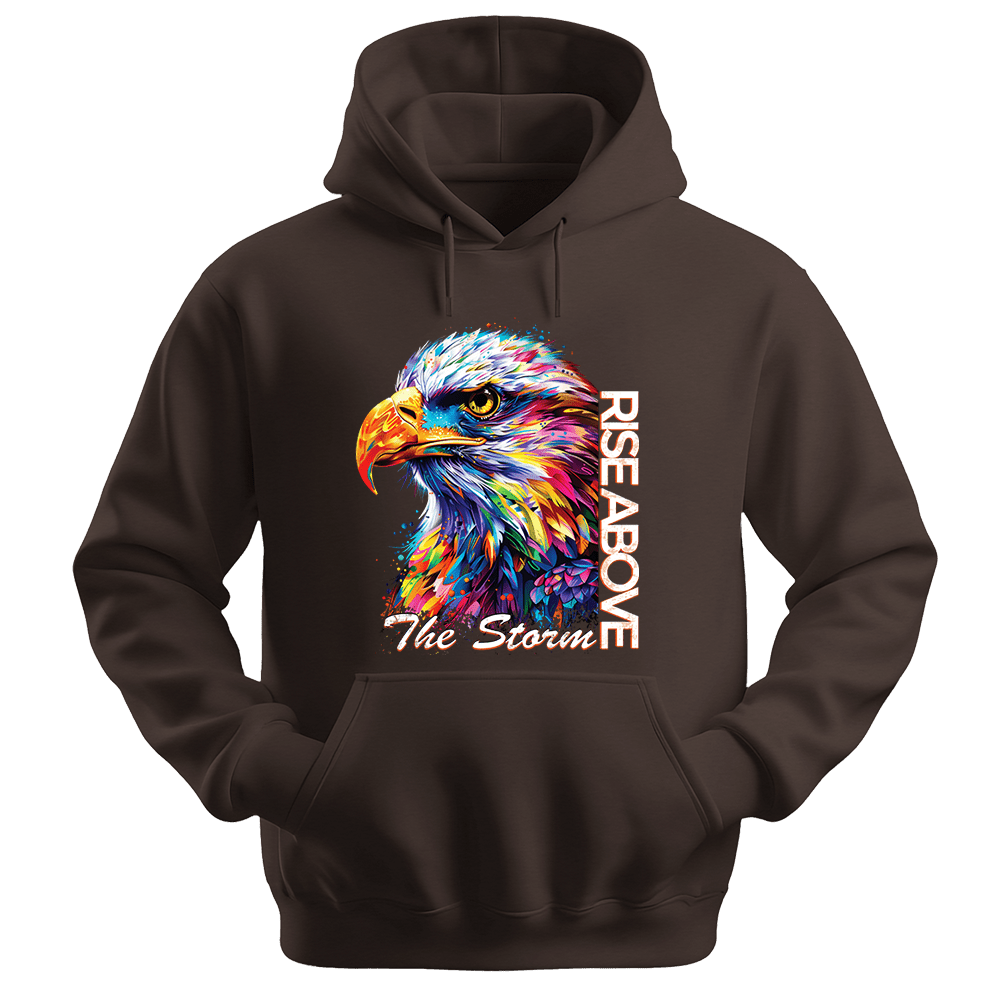 Rise Above The Storm - Eagle Unisex Hoodie - Inspirational Apparel - Unisex Hoodie | Gildan 18500 - Dark Chocolate. - S