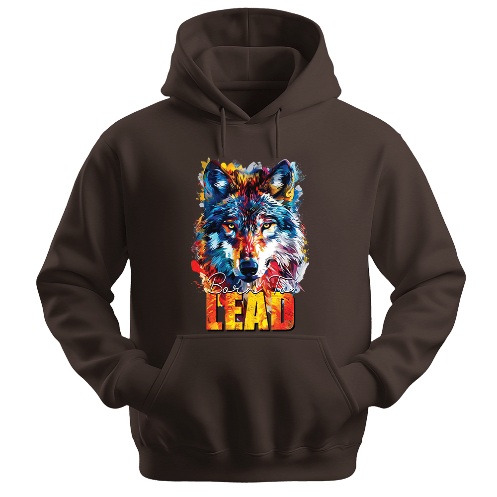 Born To Lead - Wolf Unisex Hoodie - Motivation Hoodie - Unisex Hoodie | Gildan 18500 - Dark Chocolate. - S